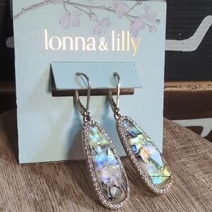 Lonna & Lilly Abalone Iridescent Drop Earrings